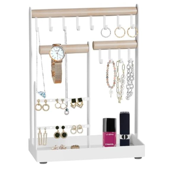4-Tier Earring Holders & Necklace Towers - Jewelry Stand & Ring Tray - Picture 1 of 9